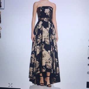 Avery G floral strapless gown